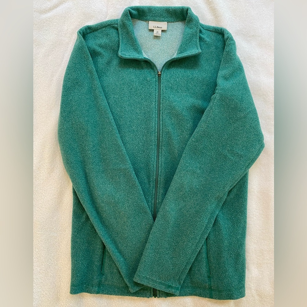 L.L Bean Green Zip Up Sweater Sport Hiking Walking Size M